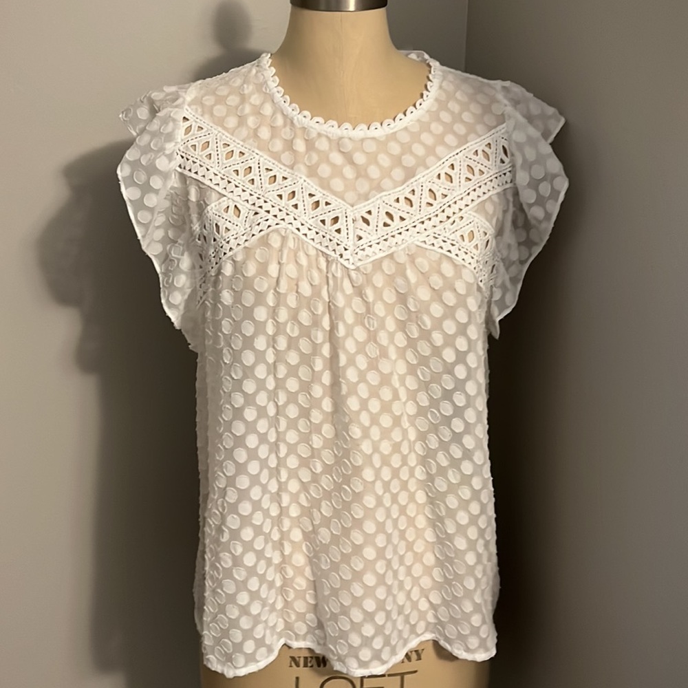 DR2 Swiss Dot Ruffle Blouse